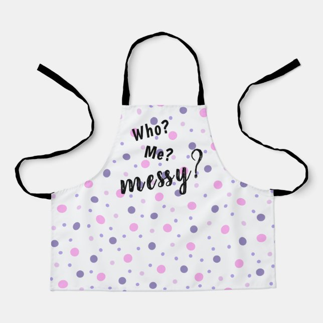 Delantal ¿Quién? ¿Yo? ¿Desordenado? Apron de los niños del  (Anverso)