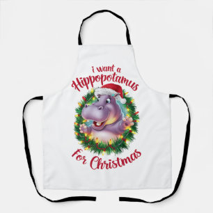 Delantal Quiero Hipopótamo Para Navidades Xmas Hippo