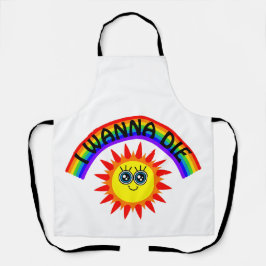 Delantal Quiero morir - Sol sonriente arcoiris