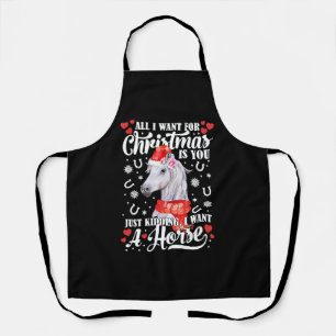 Delantal Quiero una camiseta de caballos Navidades