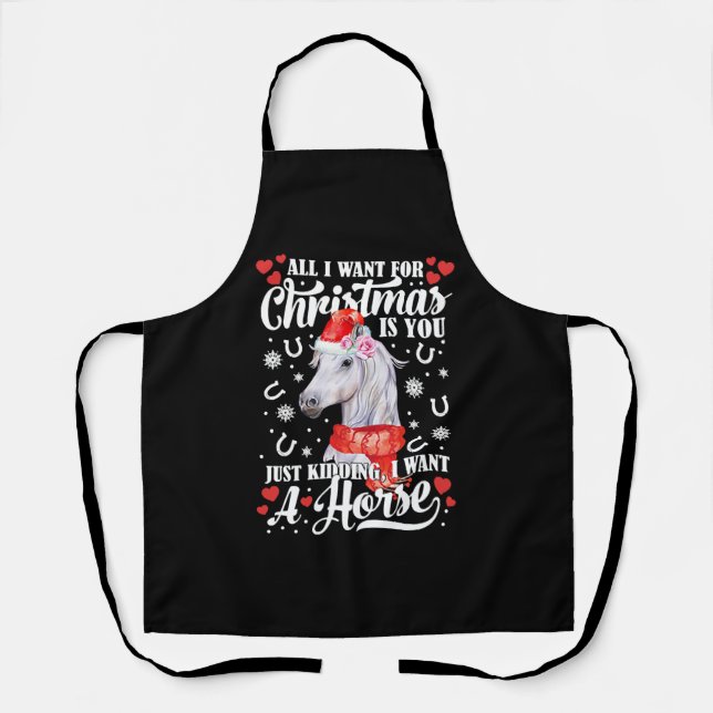 Delantal Quiero una camiseta de caballos Navidades (Anverso)
