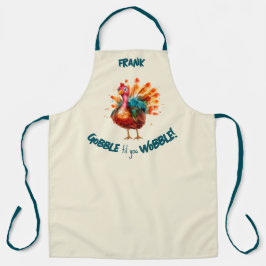 Delantal Quirky amarillo pálido color turco Día de Acción d