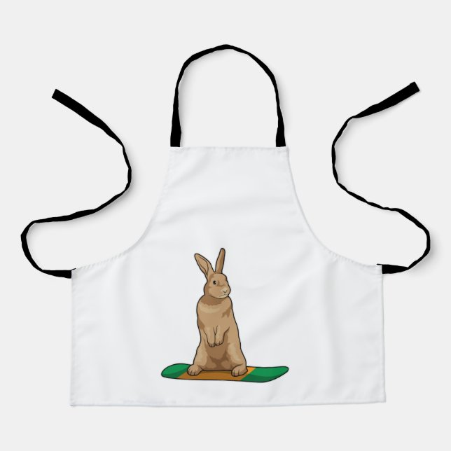 Delantal Rabbit as Snowboarder with Snowboard (Anverso)