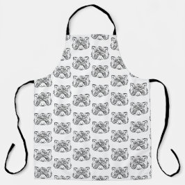 Delantal Racco tribal blanco y negro
