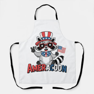 Delantal Raccoon Americoon Patriótico 4° de julio de Améric
