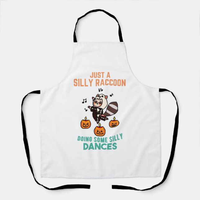 Delantal Raccoon Dancing Halloween Fiesta de calabaza (Anverso)