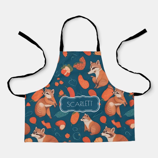 Delantal Raccoon Mosaic Colorous Patrón Personalizado (Anverso)