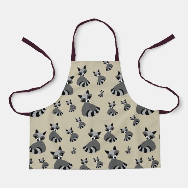 Delantal Raccoon Wildlife Graphic Pattern (Anverso)