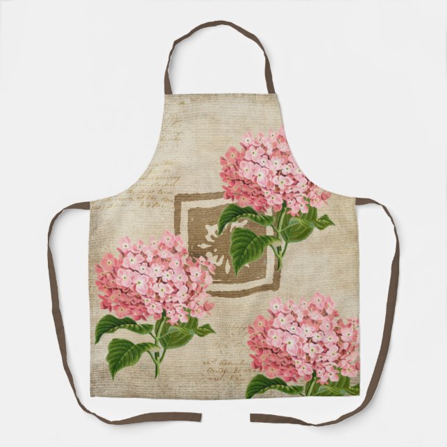 Delantal Racimos de Hortensias Rosadas (Anverso)