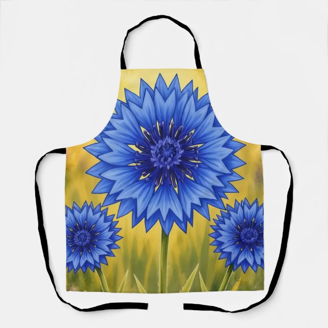 Delantal Radiant Petal: Aciano Azul (Anverso)