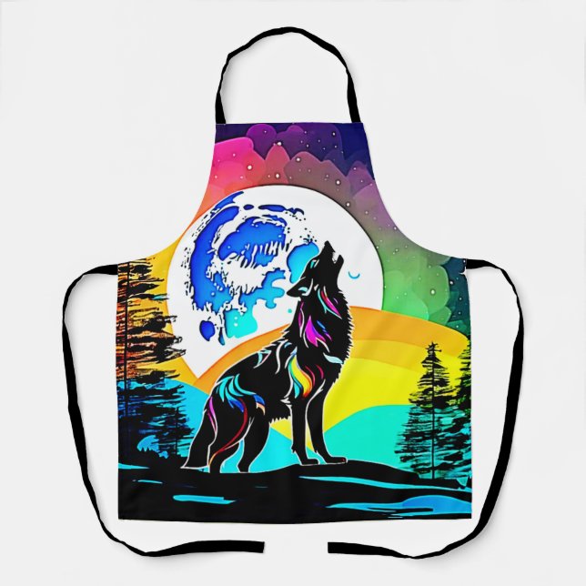 Delantal Rainbow Lunar Wolf Howf Art (Anverso)