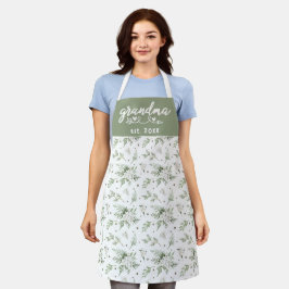 Delantal Ramas de cedro de snowberry de acuarela Abuela Est