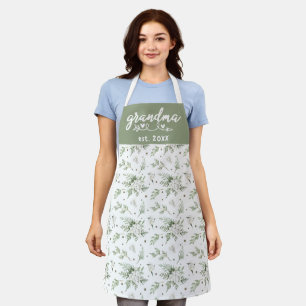 Delantal Ramas de cedro de snowberry de acuarela Abuela Est