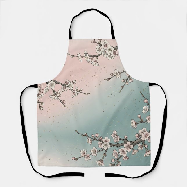 Delantal Ramas de flor de cerezo rosa delicada Sakura (Anverso)