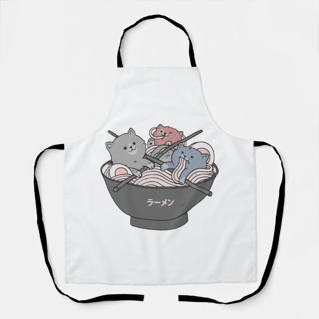 Delantal Ramen de gato Kawaii (Anverso)