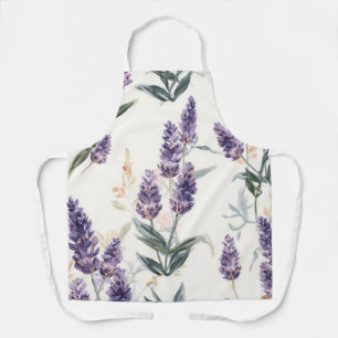 Delantal Ramilletes de lavanda Botánico acuarela Floral púr