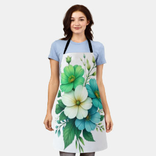 Delantal Ramo de Flores Blancas y Azules-57453