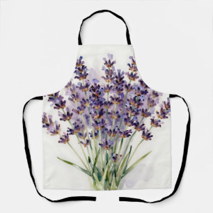 Delantal Ramo Floral de Lavanda en Acuarela