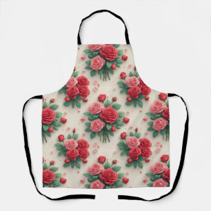 Delantal Ramos de rosas rosadas y rojas elegantes