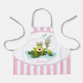 Delantal Rana caprina | Niño con tiras rosadas personalizad