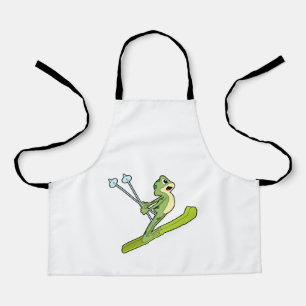 Delantal Rana como saltador de esquí con Ski.PNG