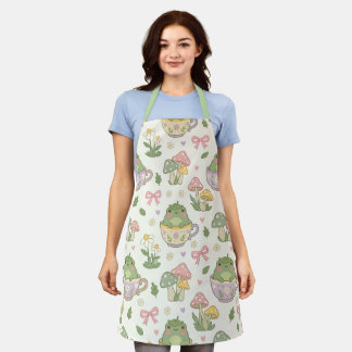 Delantal Ranas y tazas de té Kawaii Cottagecore
