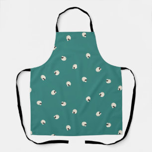 Delantal Random Cute Kawaii Skull Dots mitad verde