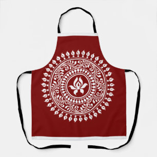 Delantal Rangoli Festivo Rojo y Blanco