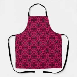 Delantal Raspberry Black Flower Seless Pattern
