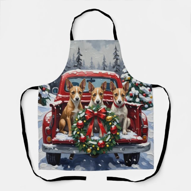 Delantal Rat Terrier Christmas Red Truck Holiday (Anverso)