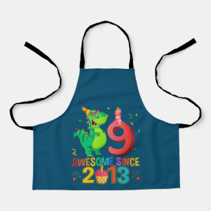 Delantal Rawr Tengo 9 niños 9 años Noveno cumpleaños