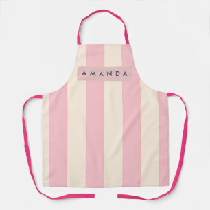 Delantal Raya Personalizada de Rosa Suave y Crema