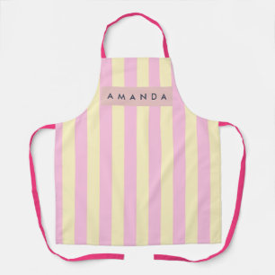 Delantal Raya Personalizada Rosa Pastel y Amarillo