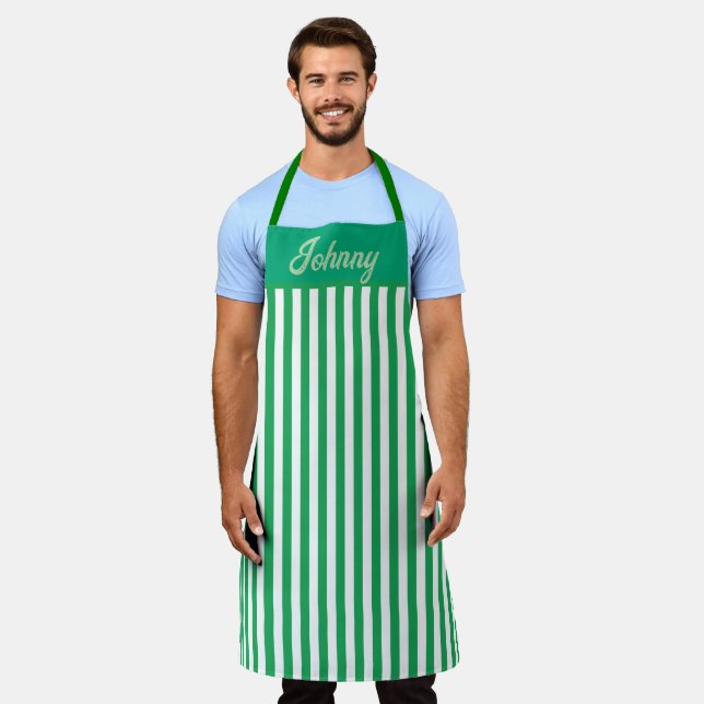 Delantal Rayado verde personalizado (Gastado)