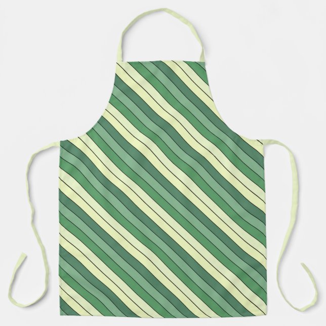 Delantal Rayas Amarillas Verdes De Invierno Sobre Papel Acu (Anverso)