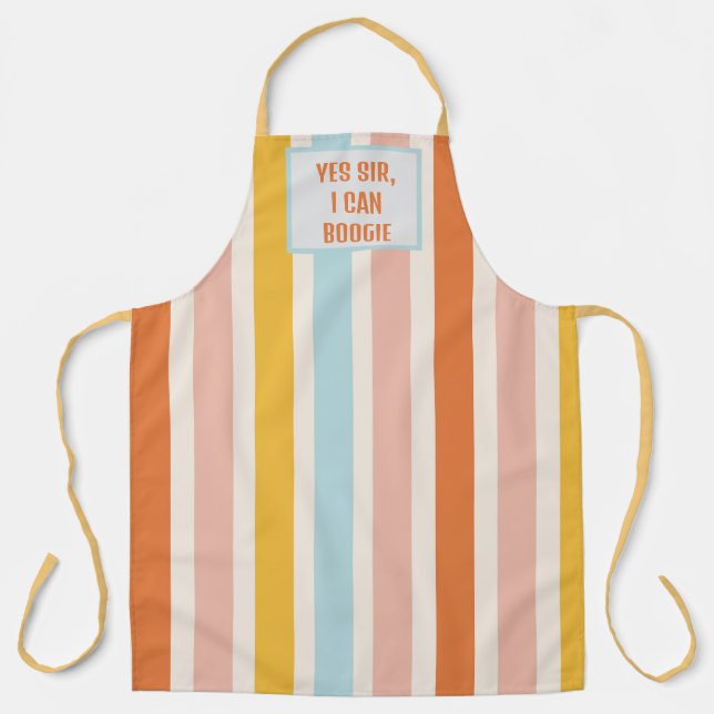 Delantal Rayas de Candy Retro, Sí Señor, Puedo Boogie (Anverso)