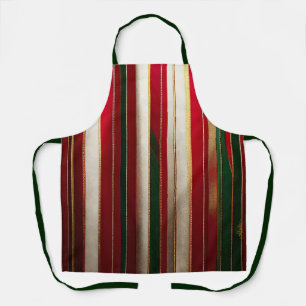 Delantal Rayas de colores de Navidad Rojo Verde Blanco Dora
