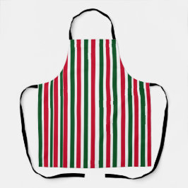 Delantal Rayas de Navidades de canto rojo y verde