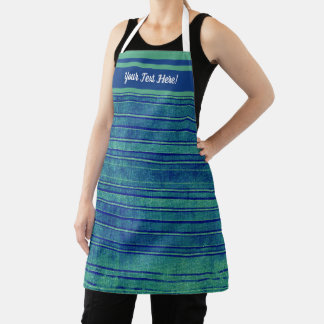 Delantal Rayas en peligro azul y verde bonito