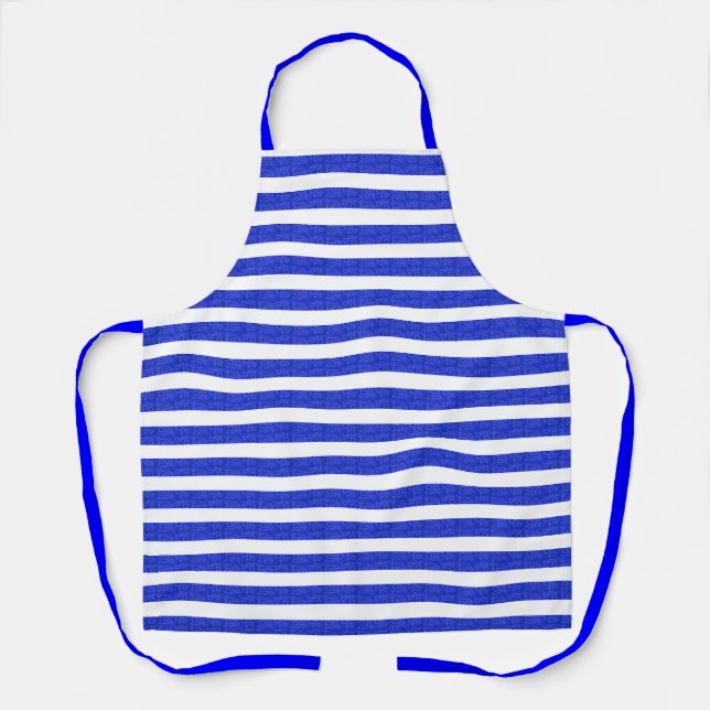 Delantal Rayas Geométricas Azules Chic (Anverso)