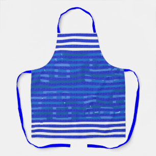 Delantal Rayas Geométricas Blancas Azules Frías