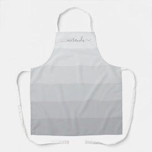 Delantal Rayas Gris Pastel Gradiente con Nombre Personaliza