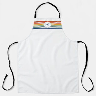 Delantal Rayas minimalistas con monograma retro