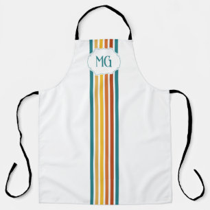 Delantal Rayas minimalistas con monograma retro