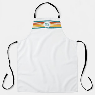 Delantal Rayas minimalistas con monograma retro