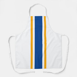 Delantal Rayas Náuticas De Carreras Amarilla Azul Profundo 