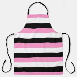 Delantal Rayas Negras, Blancas y Rosas