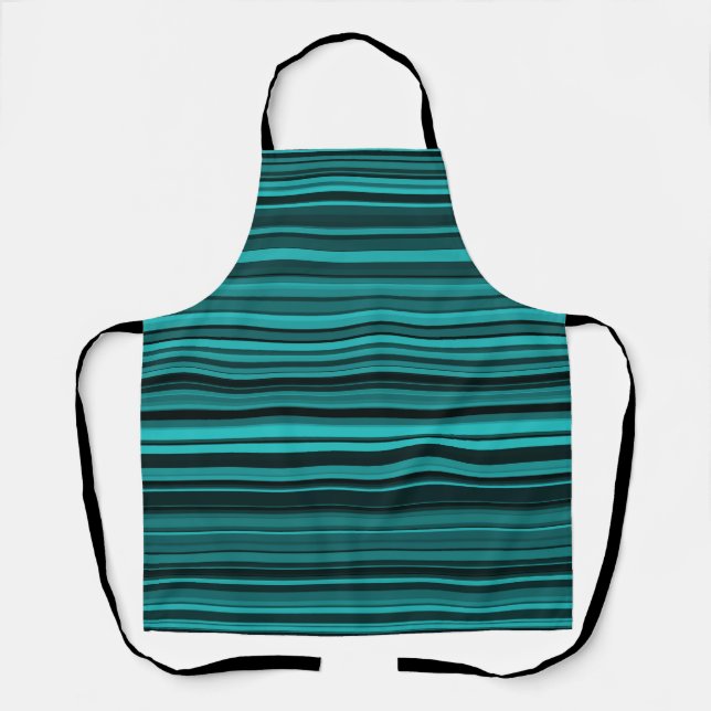 Delantal Rayas Negras Verde Azul (Anverso)