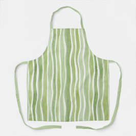 Delantal Rayas Onduladas de Crema Verde Lima