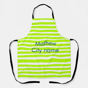 Delantal Rayas retro verde neón amarillo añaden nombre ciud